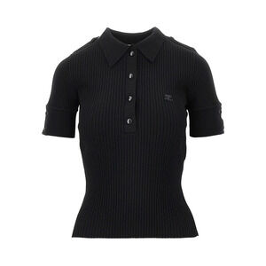 Courreges Ribbed Knit Polo Shirt